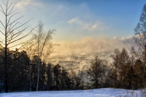 Early morning on Lake Baikal in January